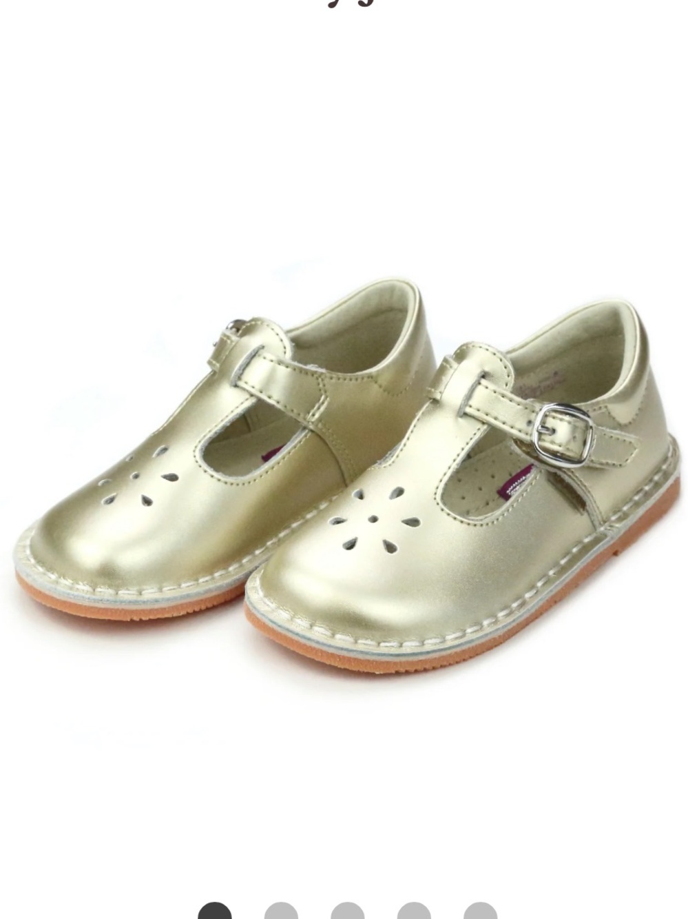 L'Amour Joy Gold Leather T-Strap Shoes - Size 10